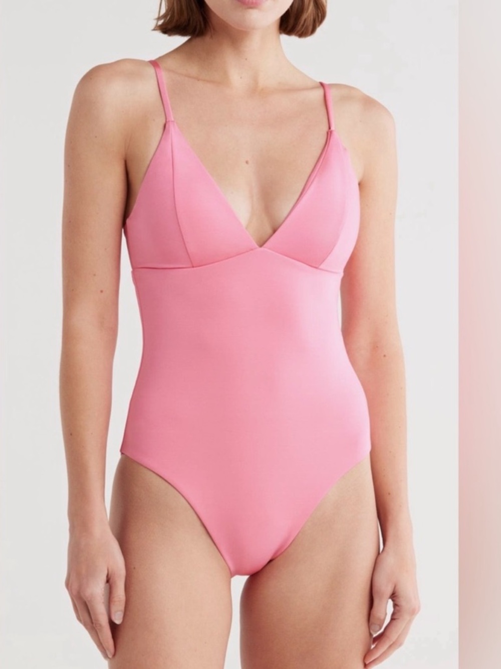 Pink One-Piece V-Neck Swimsuit